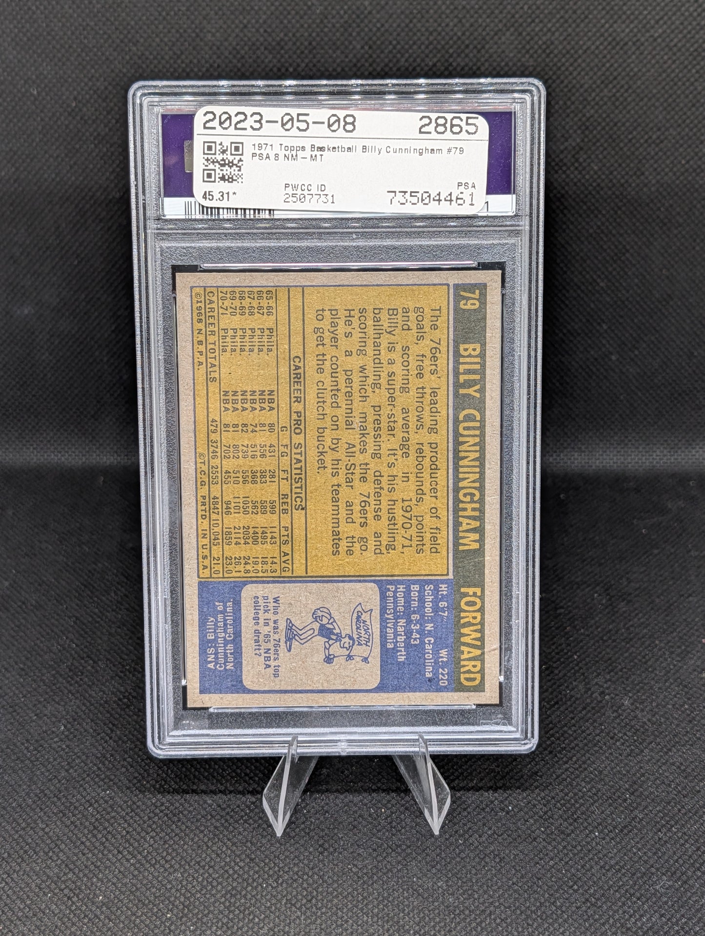 1971 Topps Billy Cunningham #79 PSA 8