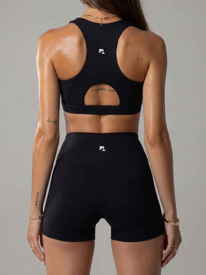 Women's Sculpting Workout Shorts 5 Inch - Black | Criss-Cross Waistband with Pocket
