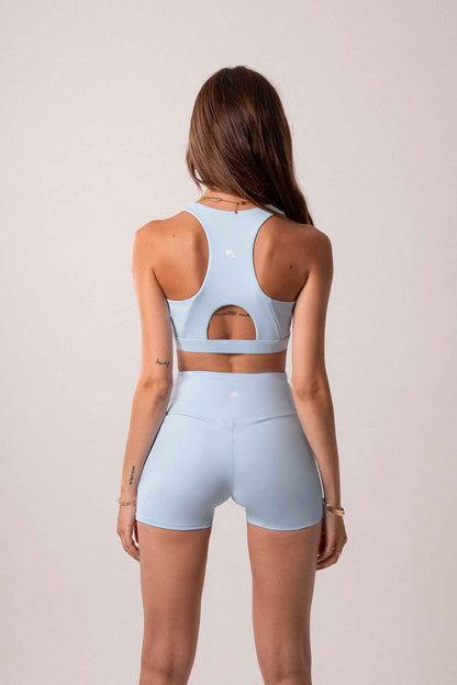 Women's Heart Neckline Sports Bra - Baby Blue | LuxeForm Medium Support