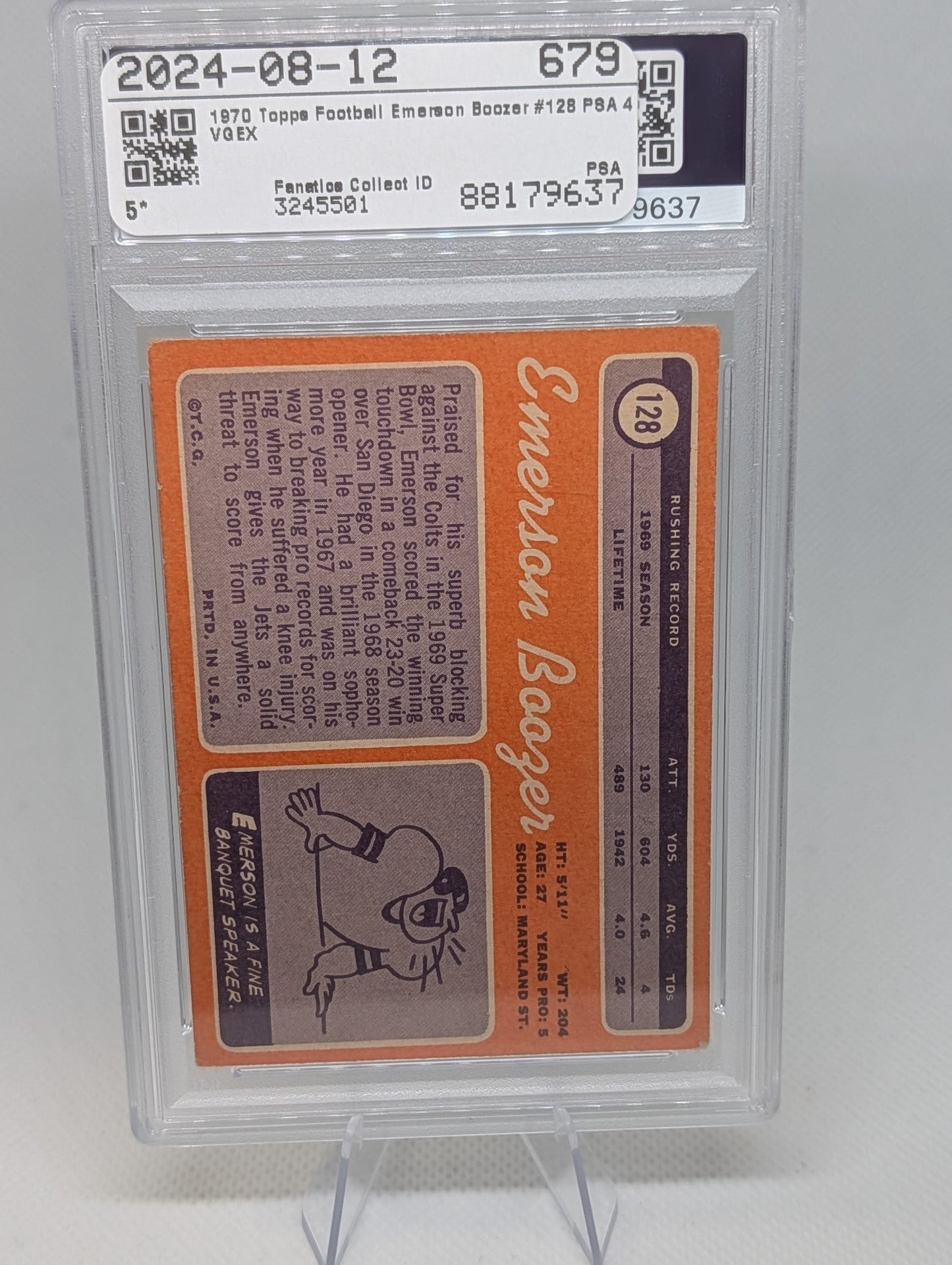 1970 Topps Emerson Boozer #128 PSA 4