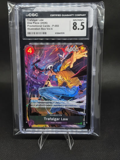 Rare Trafalgar Law Promo Card - 2026 One Piece Illustration Box Volume 6 Alt Art #P-093 CGC 8.5 NM-MT+