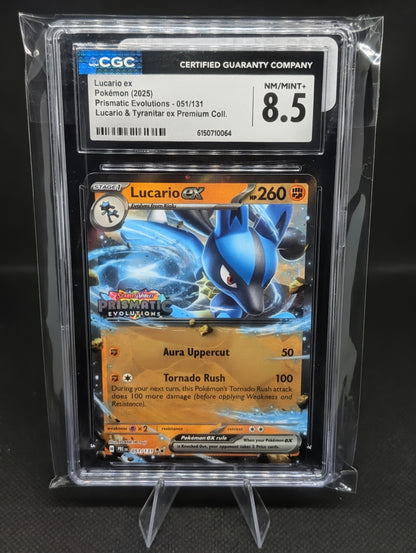 Elevate Your Collection with the Lucario EX Prismatic Evolutions Card 051/131 - CGC 8.5