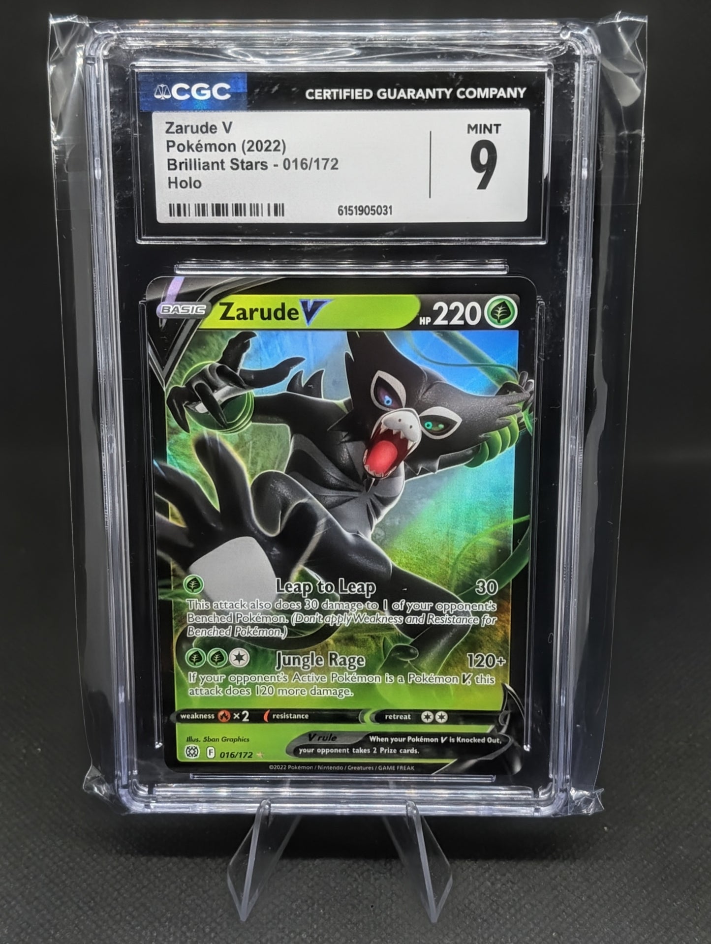 Enhance Your Collection with the Zarude V Brilliant Stars Card - Graded CGC 9