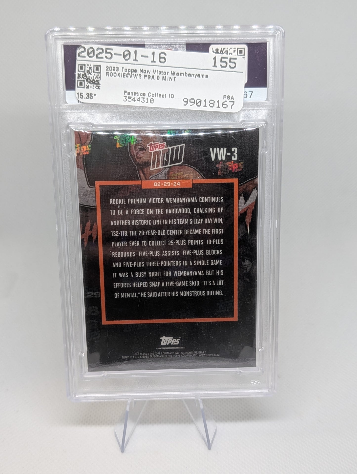 2023 Topps Victor Wembanyama #VW3 PSA 9