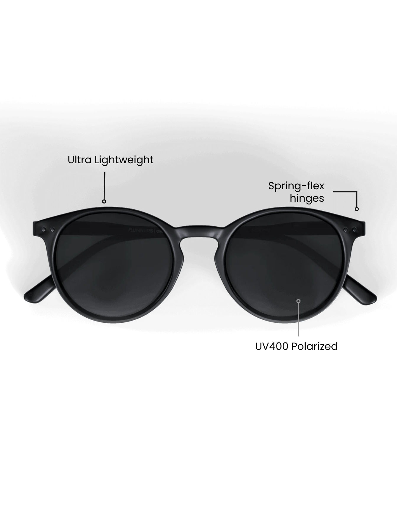 Black Round Polarized Sunglasses - Black Lens UV400 for Men & Women