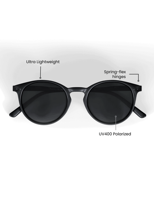 Black Round Polarized Sunglasses - Black Lens UV400 for Men & Women
