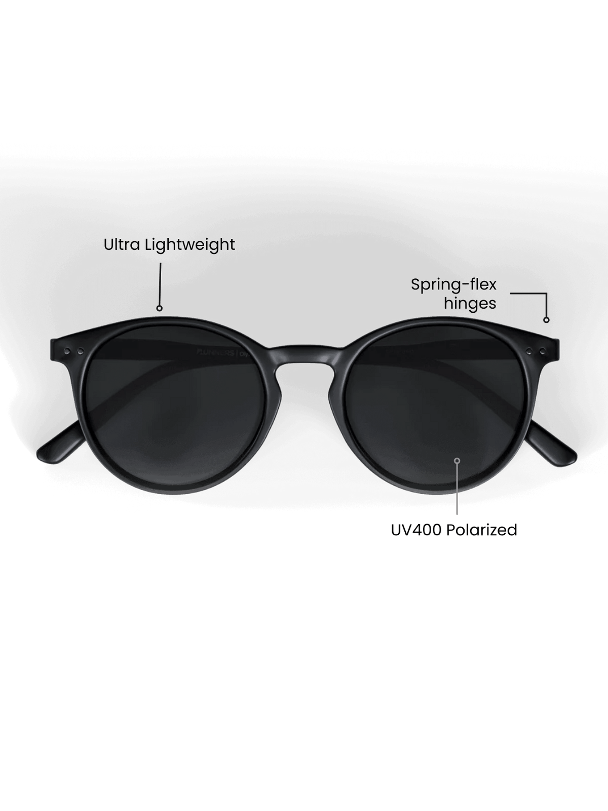 Lunettes de soleil rondes polarisées noires - Verres noirs UV400 pour hommes et femmes