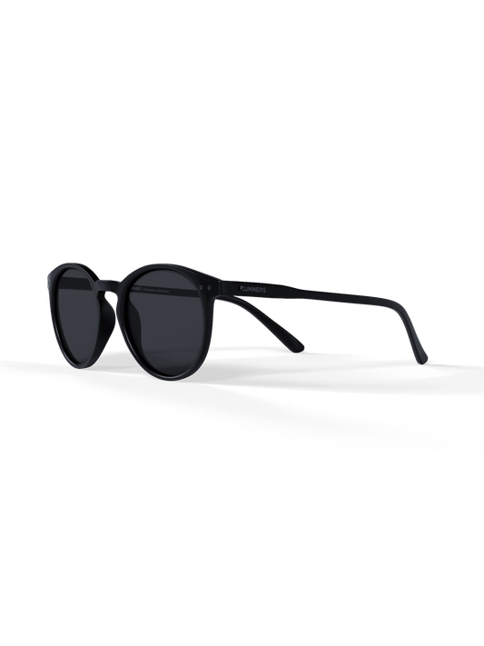 Lunettes de soleil rondes polarisées noires - Verres noirs UV400 pour hommes et femmes