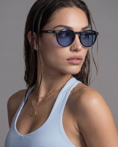 Lunettes de soleil rondes noires polarisées - UV400 pour hommes et femmes